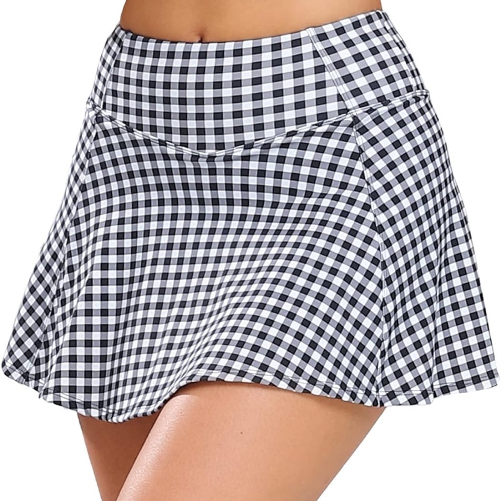 1a1a Tennis pickleball Skort Black white gingham activewear performance size XL